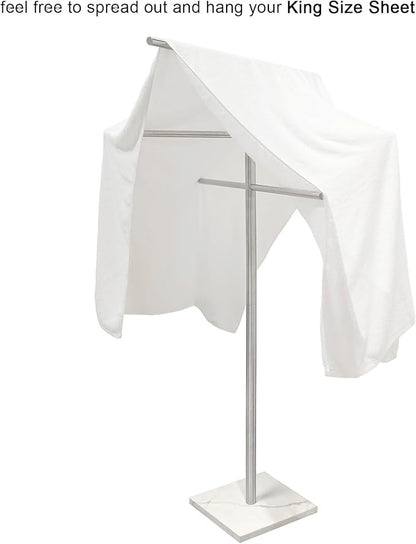 Marble Base Free Standing Hot Tub Towel Rack for Spa, 304 Stainless Steel 6 Arms Standing Towel Sheet Holder Drying Rack Brushed Nickel
