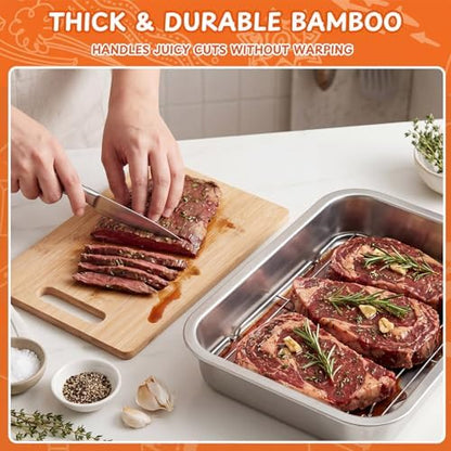 Hushee 8 Pcs Grill Prep and Serve Trays, Stainless Steel BBQ Set - Image 5