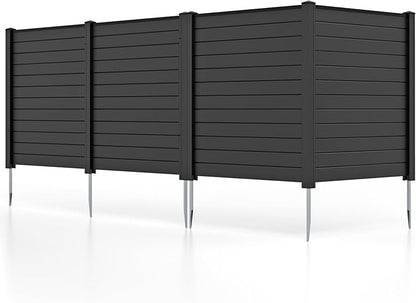 Giantex Air Conditioner Fence 4 Panels - 48''W x 48''H Outdoor Privacy Screen with Upgraded Metal Stakes, PVC Trash Can Enclosure, Decorative Garden Fences for Patio Lawn AC Unit Pool Pump, Black