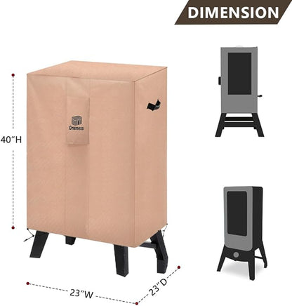 Oneness Heavy-Duty Waterproof Smoker Cover for 23-Inch Grills - Fits 23''Wx23''Dx40''H Inch Electric/Gas Smokers (Masterbuilt, Pit Boss) - Weatherproof Outdoor Grill Protector