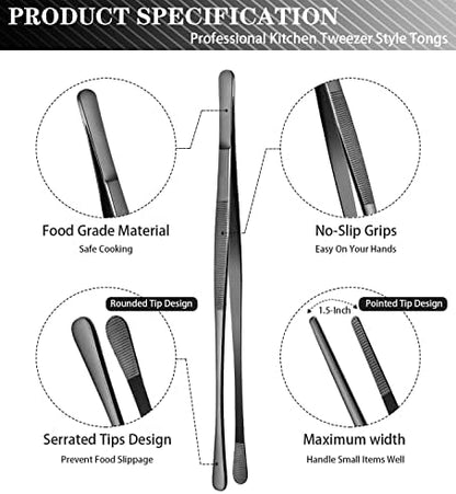 JETKONG 2 Pcs 12-Inch Kitchen Tweezers Tongs - Image 2