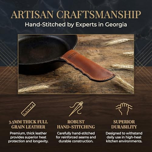 Leather Cast Iron Skillet Handle Cover, Pan Sleeve, Made in Georgia - Image 3