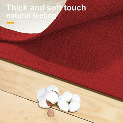 Wipeable Table Runner, Thick Farmhouse Runner, Rustic for Kitchen, Bedroom, Living Room, Indoor and Outdoor (36'', Red)