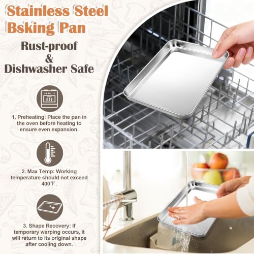 10.4" Baking Sheet Pan, Joyfair Stainless Steel Toaster Oven Trays - Image 6