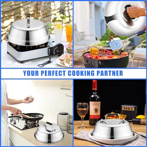 Cheese Melting Dome Set of 3, Leonyo 12"-9"-6.5" Metal Steam Basting Cover - Image 6