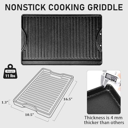 Utheer Nonstick Reversible Cast Iron Griddle 16.5" x 10.5" - Image 2