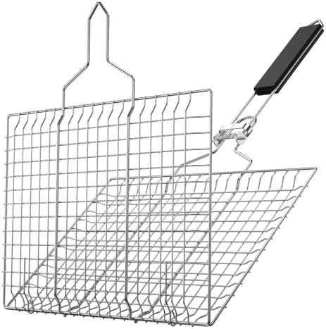 Stainless Steel Folding Grill Basket by Unknown