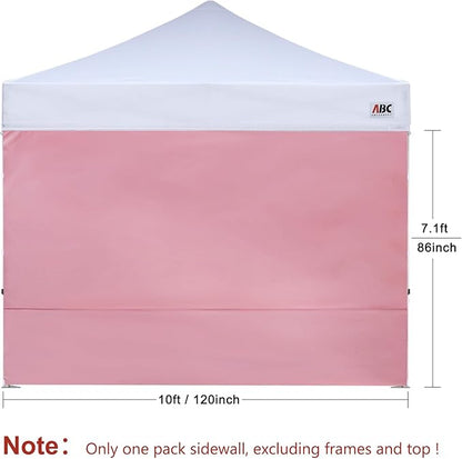 ABCCANOPY Instant Canopy SunWall 10x10 FT, 1 Pack Sidewall Only, No Frame or Top, Pink