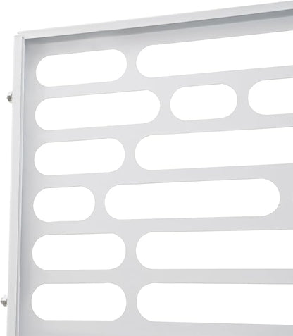 75" H×35" W Decorative Outdoor Privacy Screen with Stand, Outdoor Decor Privacy Fence Screen Metal Fence Panels, Free Standing Metal Divider for Patio Lawn Deck (White-Oval)