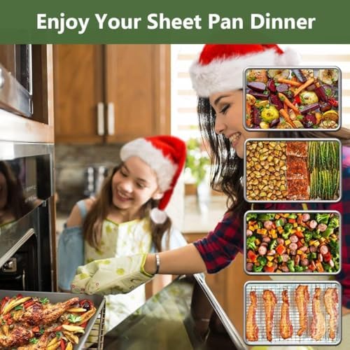Half Baking Sheet Pan Cooling Rack Set, Stainless Steel 2 Pans + 2 Racks - Image 7