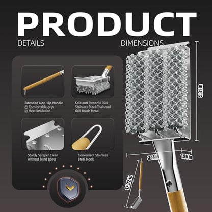 HOUSE AGAIN Grill Brush and Scraper Bristle Free - Image 4