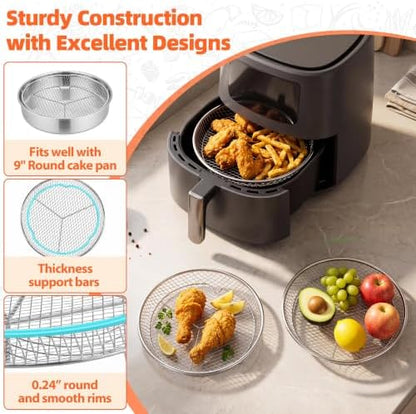 P&P CHEF 7.9'' Round Air Fryer Rack Set of 3, Air Fryer Basket - Image 3