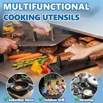 Cast Iron Square Burger Press&Rectangle Meat Press - Image 6