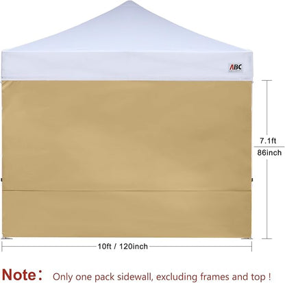 ABCCANOPY Instant Canopy SunWall 10x10 FT, 1 Pack Sidewall Only, No Frame or Top, Beige