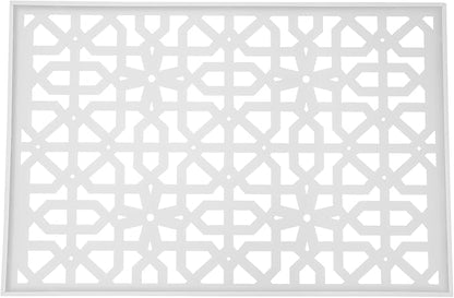 75" H×35" W Decorative Outdoor Privacy Screen with Stand, Outdoor Decor Privacy Fence Screen Metal Fence Panels, Free Standing Metal Divider for Patio Lawn Deck (White-Knot)