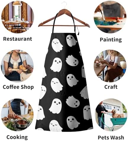 Halloween Aprons for Women Ghost Black Adjustable Apron - Image 3