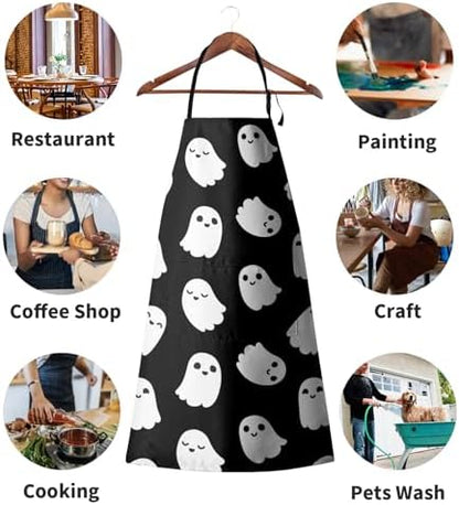 Halloween Aprons for Women Ghost Black Adjustable Apron - Image 3