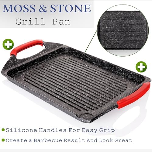 Moss & Stone Griddle Aluminum BBQ, Rectangle Grill Pan - Image 3