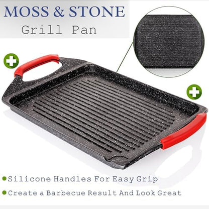 Moss & Stone Griddle Aluminum BBQ, Rectangle Grill Pan - Image 3