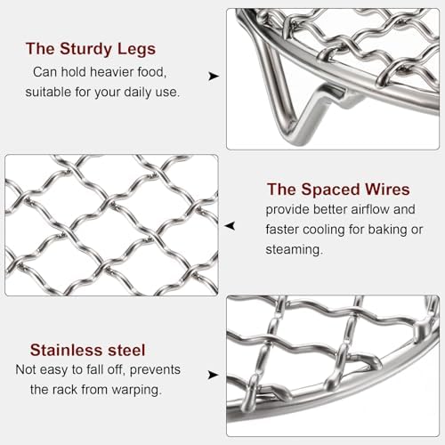 HARFINGTON 2pcs Round Cooking Rack 7.5-inch 201 Stainless Steel Cross Wire - Image 4