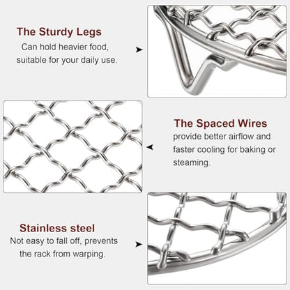 HARFINGTON Round Cooking Rack 4.7-inch 201 Stainless Steel Cross Wire Barbecue - Image 5