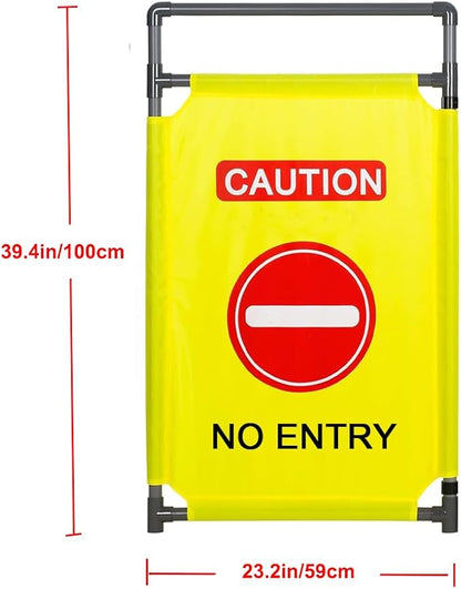 4 Panels 7.8FT Foldable Safety Barricade Security Sign Barrier Heavy Duty PVC Frame "NO ENTRY" Caution