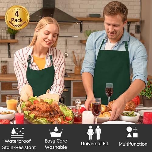4 Packs Waterproof Cooking Chef Bib Aprons - Image 2