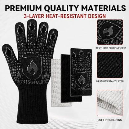 BBQ & Grill Gloves, Heat Resistant Oven Mitts - Image 6
