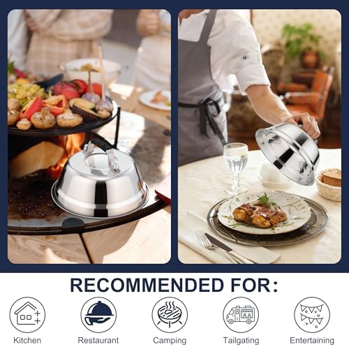 HaSteeL 6.5In Cheese Melting Dome, Stainless Steel Small Round Basting Steaming - Image 6