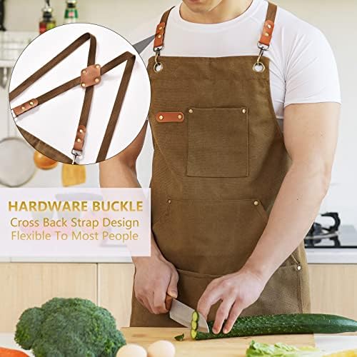 Aoomzoon Canvas Aprons for Men Women, Heavy Duty BBQ Apron - Image 2