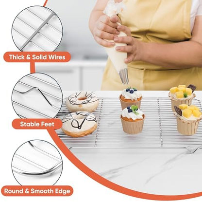 Homikit 16.6 x 11.5’’ Large Cooling Rack, 2 Pack Stainless Steel Wire Rack - Image 3