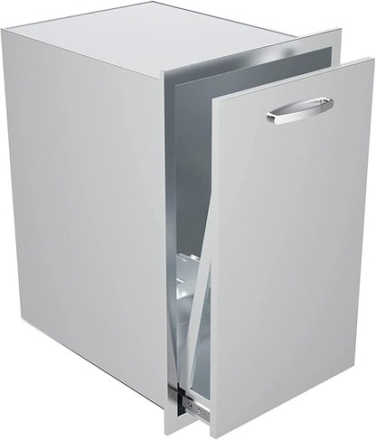 Outdoor Kitchen Drawers, Flush Mount Triple Access BBQ Drawers With Stainless Steel Handle, BBQ Island For BBQ Island Patio Grill Station,Trash Drawer