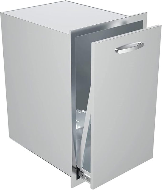 Outdoor Kitchen Drawers, Flush Mount Triple Access BBQ Drawers With Stainless Steel Handle, BBQ Island For BBQ Island Patio Grill Station,Trash Drawer