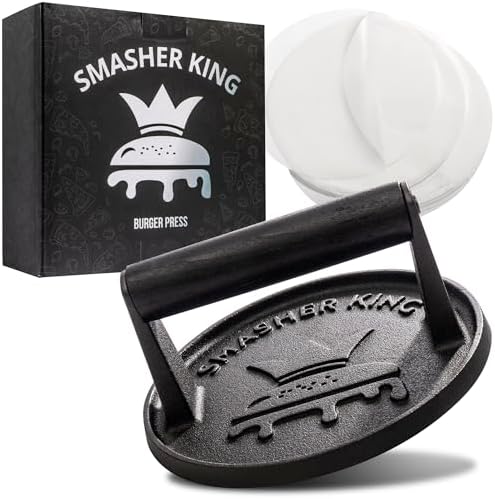 Premium Cast Iron Smash Burger Press incl. 25 Patty Paper by AllCollection
