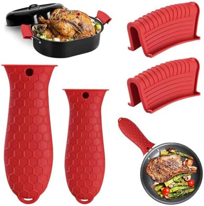 4 Pack Silicone Hot Handle Holder Cover Cast Iron Handle Cover Silicone Pot by Dazzhues