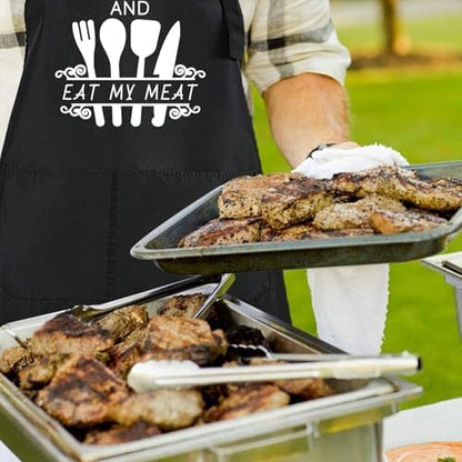 Rosoz Funny BBQ Black Chef Aprons - Image 2