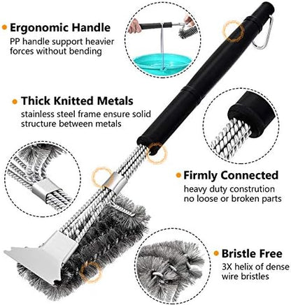 HaSteeL Grilling Utensil Set 18in, Stainless Steel BBQ Accessories Tools - Image 3
