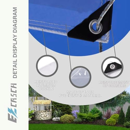 15oz Outdoor Clear Curtain, PVC Vinly Outdoor Clear Panel Curtain, Weather Resistant Outdoor Curtain for Pergola, Porch, Gazebos, with Rustproof Grommets-8'H x 7'W(84''W x 96''L,H=L)