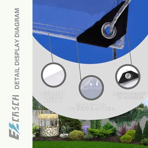 15oz Outdoor Clear Curtain, PVC Vinly Outdoor Clear Panel Curtain, Weather Resistant Outdoor Curtain for Pergola, Porch, Gazebos, with Rustproof Grommets-8'H x 15'W(180''W x 96''L,H=L)