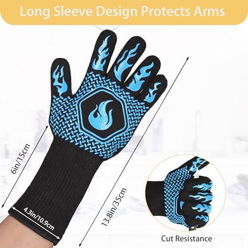BBQ Gloves 1472F Heat Resistant Non-Slip Silicone - Image 2