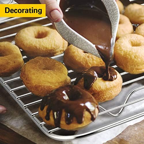 E-far Baking Cooling Rack Set of 2, Stainless Steel Metal Roasting Cooking Racks - Image 6