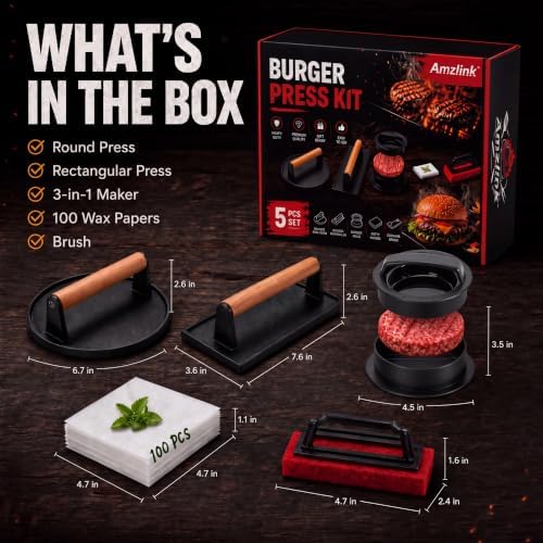 Smash Burger Press Kit, Cast Iron Burger Smasher, Steak Weight - Image 2