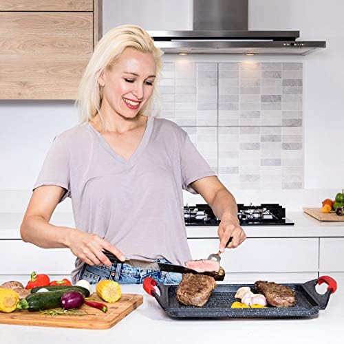 Moss & Stone Griddle Aluminum BBQ, Rectangle Grill Pan - Image 5