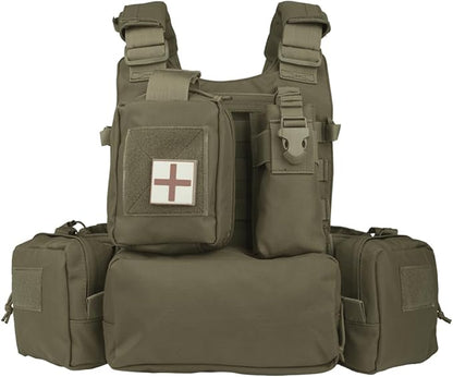 BOMTURN Great Tactical Outdoor Vest for Men Multifunctional Modular Molle Vest with Metal Buckles