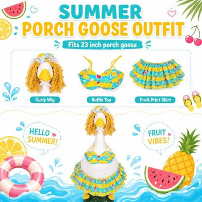 Porch Goose Bikini Outfit for 23" Goose Statue, Hawaiian Porch Goose Costume - Image 4