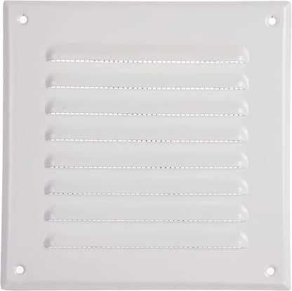 Vent Systems - 5 x 5 Inch (Inner) Pack of 10 White Metal Square Soffit Air Vent Grille Cover, Register Vent Deflector Louver Built-in Mesh HVAC for Bathroom Home Office Kitchen 6.5" x 6.5" (Outer)