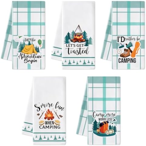 R HORSE 5 Pack Funny Camping Kitchen Dish Towels by RHORSE