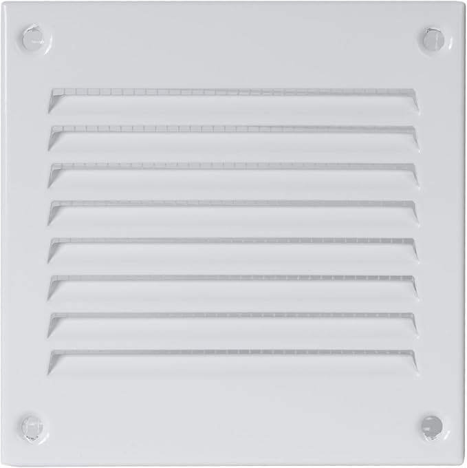Repa Market 4 x 4 Inch Air Vent Cover/White Galvanized Steel Louvered Grill Cover with Mesh Screen/Wall or Ceiling Vent/Durable Flush Mount HVAC Register for Indoor and Outdoor Ventilation