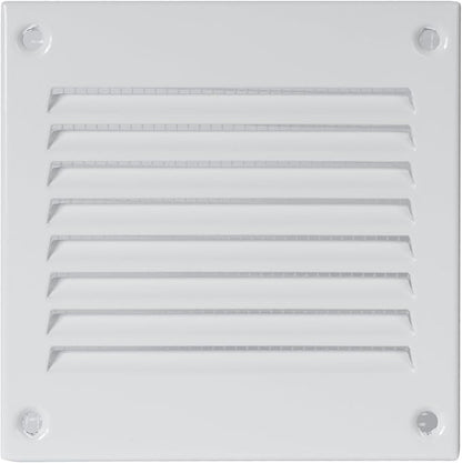 Repa Market 4 x 4 Inch Air Vent Cover/White Galvanized Steel Louvered Grill Cover with Mesh Screen/Wall or Ceiling Vent/Durable Flush Mount HVAC Register for Indoor and Outdoor Ventilation