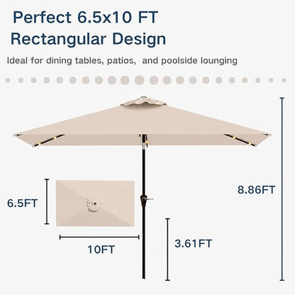6.5 x 10ft Rectangular Patio Umbrella - Image 3